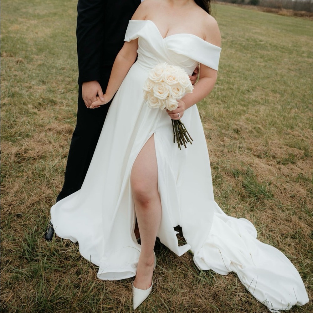 Dramatic A-Line Off-Shoulder Wedding Dress